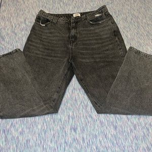 Grey Mid Rise Mom Jeans